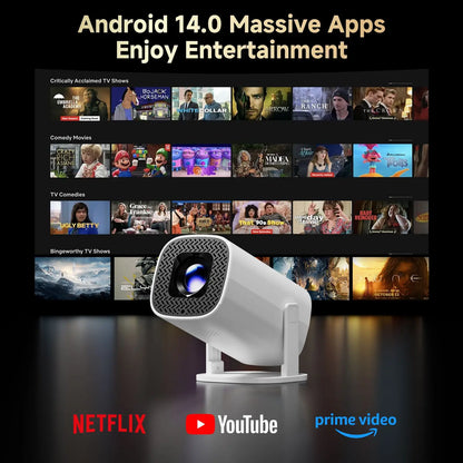 P30 Pro Smart Mini Projector — Android 14, WiFi 6, Bluetooth 5.0, 4K Support