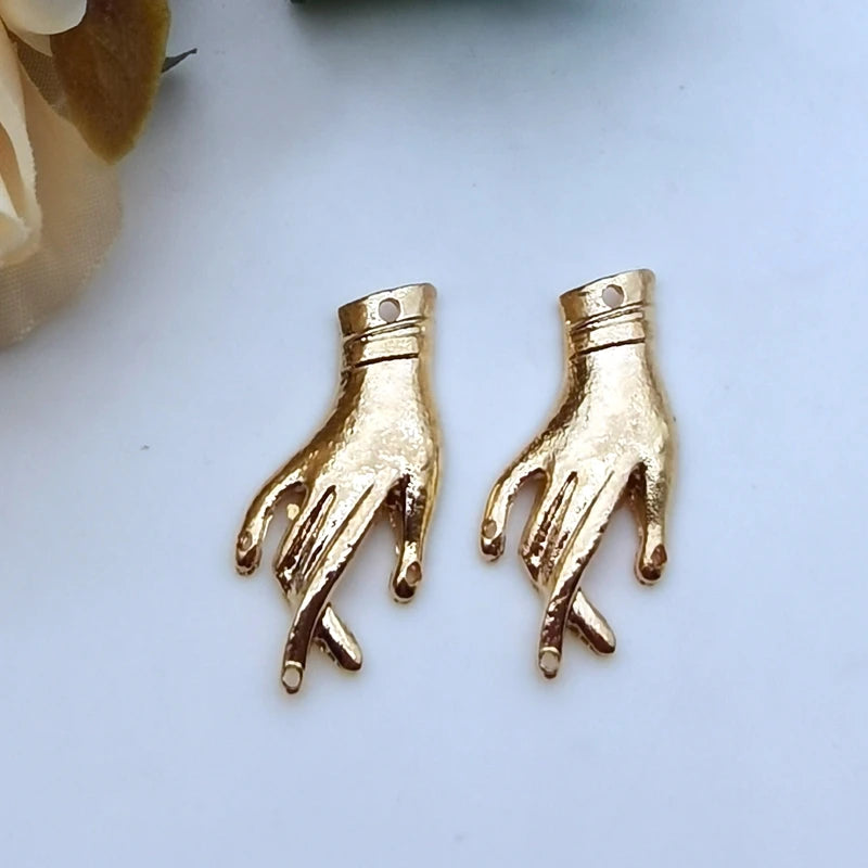 Neo-Gothic Hand & Sword Charm Pendant — Zinc Alloy, Enamel Finish, Gold or Silver, DIY Jewelry