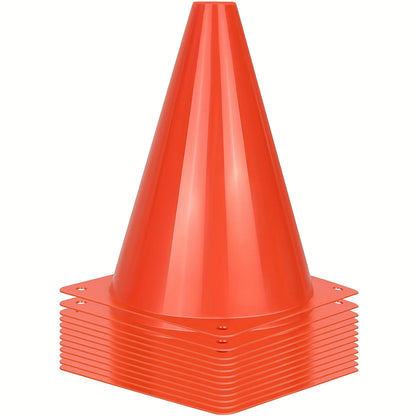 7" Sports Training Cones — Orange Plastic, Sets of 12, 24 or 50, for Soccer, Football, Basketball & Drills