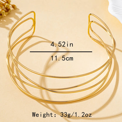 Minimalist Geometric Choker Necklace — Silver or Gold Tone, Iron Alloy, Daily Wear & Party