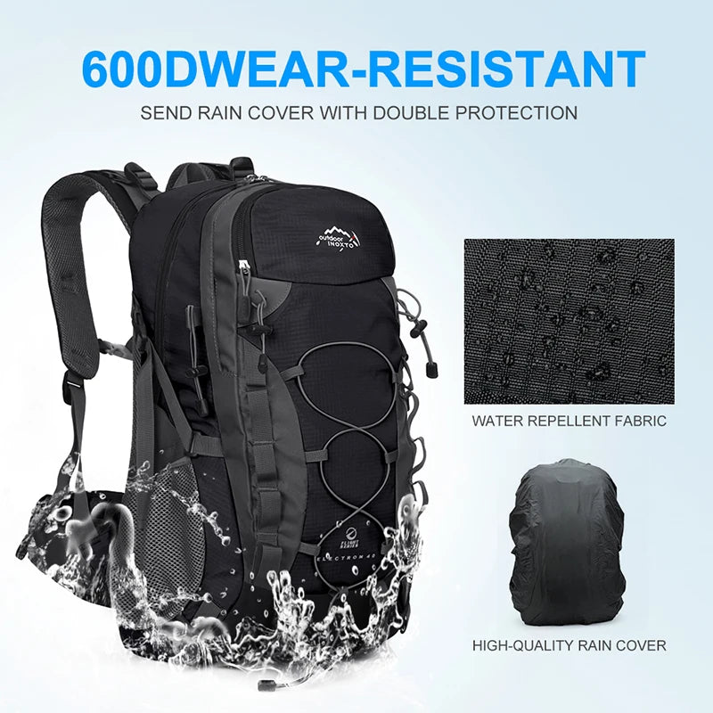 45L Foldable Hiking Backpack — Nylon, Adjustable Straps, Optional Rain Cover, 6 Colors