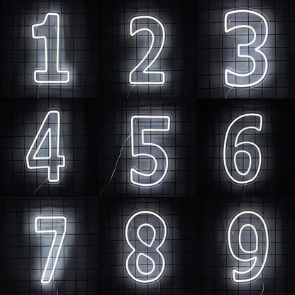 LED Neon Number Sign (0–9) — White, USB-Powered, Acrylic, Wall Decor for Birthdays & Events
