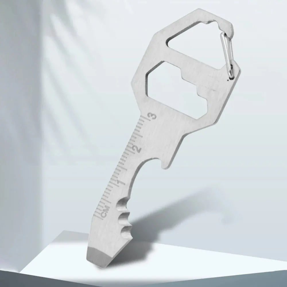 4-in-1 EDC Multi-Tool Keychain Card — Screwdriver, Hex Wrench, Bottle Opener & Ruler, Stainless Steel