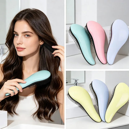 Loop Bristle Detangling Hair Brush — Anti-Static, Wet & Curly Hair, Wigs & Real Hair, 3 Colors