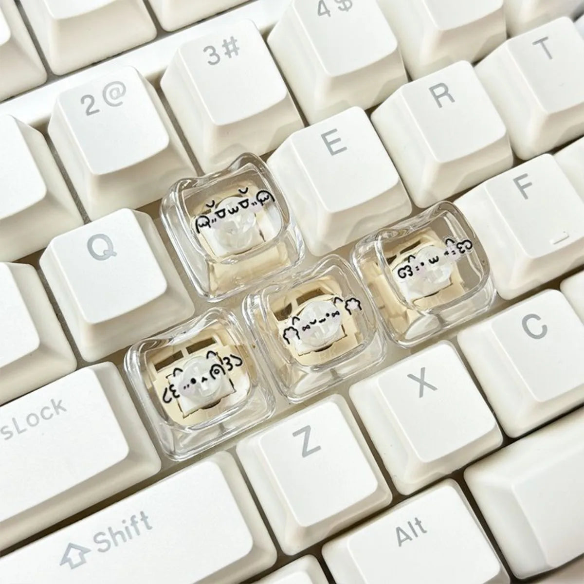 Cute Cat & Kaomoji WASD Keycaps — MAO Profile, MX Switch Compatible, 4-Pack