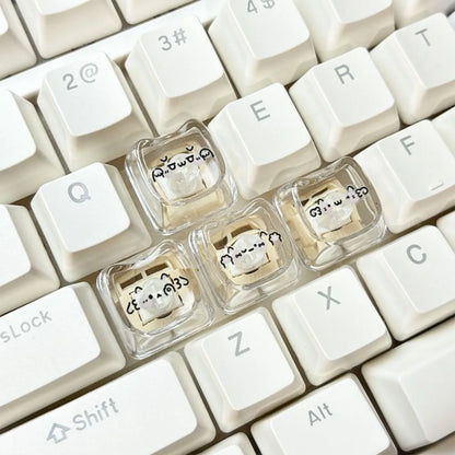 Cute Cat & Kaomoji WASD Keycaps — MAO Profile, MX Switch Compatible, 4-Pack