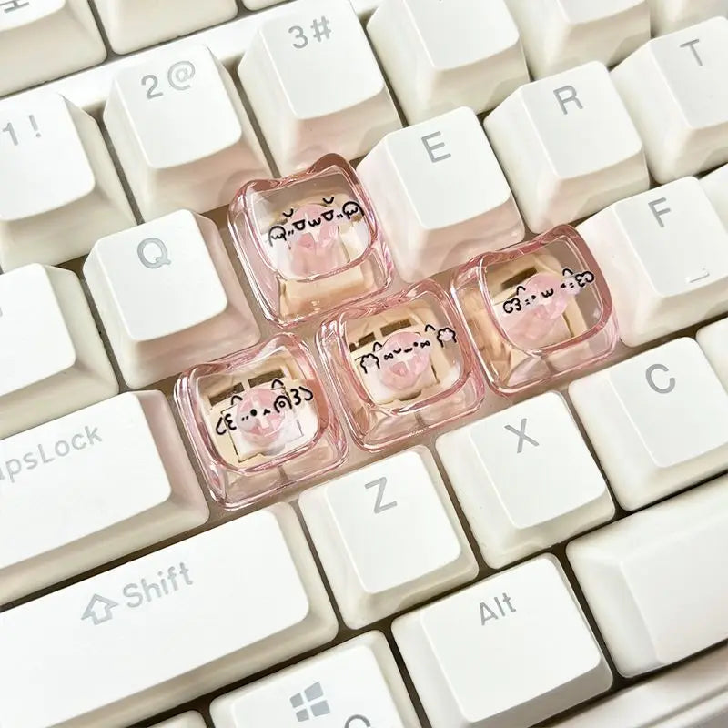 Cute Cat & Kaomoji WASD Keycaps — MAO Profile, MX Switch Compatible, 4-Pack