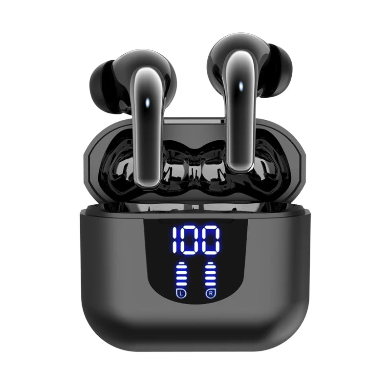 True Wireless Earbuds — 60H Battery, Wireless Charging Case, Touch Control, Built-in Mic