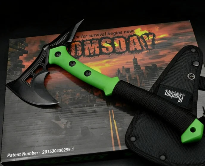 Double-Bit Emergency Hatchet — Titanium Alloy Steel, Insulated Handle, 32cm, 830g, Car & Camp Ready