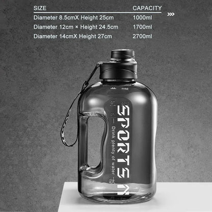 Large Capacity Water Bottle — 1.7L or 2.7L, BPA-Free Tritan, Gym, Hiking & Travel