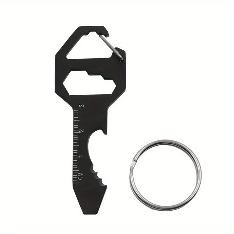 4-in-1 EDC Multi-Tool Keychain Card — Screwdriver, Hex Wrench, Bottle Opener & Ruler, Stainless Steel