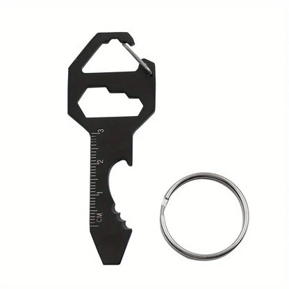 4-in-1 EDC Multi-Tool Keychain Card — Screwdriver, Hex Wrench, Bottle Opener & Ruler, Stainless Steel