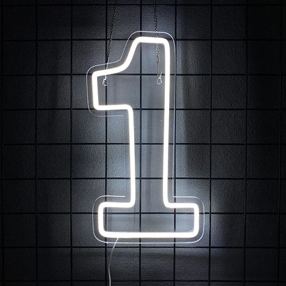 LED Neon Number Sign (0–9) — White, USB-Powered, Acrylic, Wall Decor for Birthdays & Events