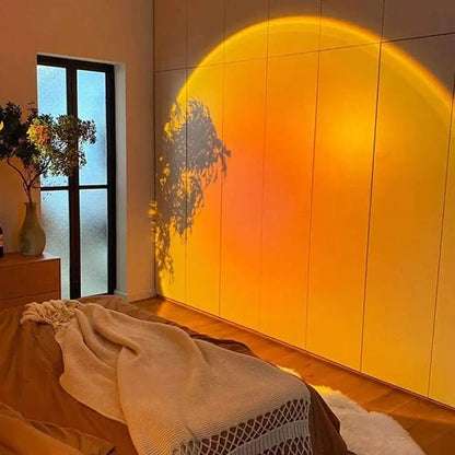 Sunset Projection Lamp — USB, Multi-Angle Rotatable, LED Atmosphere Light for Bedroom & Living Room