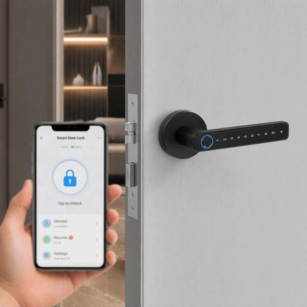 Remote Lock Smart Home Fingerprint Door Lock Smart Bluetooth Electronic Digital Door Handles WiFi Gateway Password