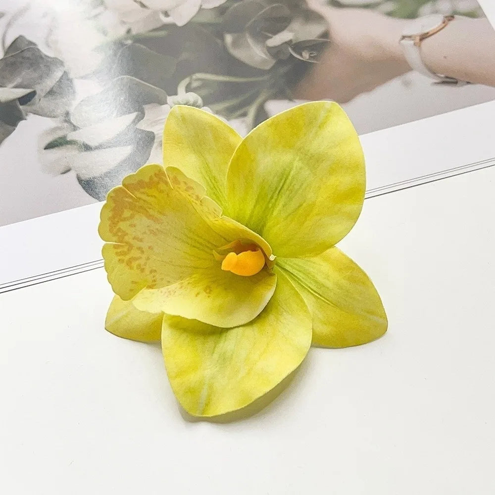 Artificial Magnolia Flower Hair Clip — Hawaiian Boho Style, Plastic Barrette, 12cm, 8 Colors