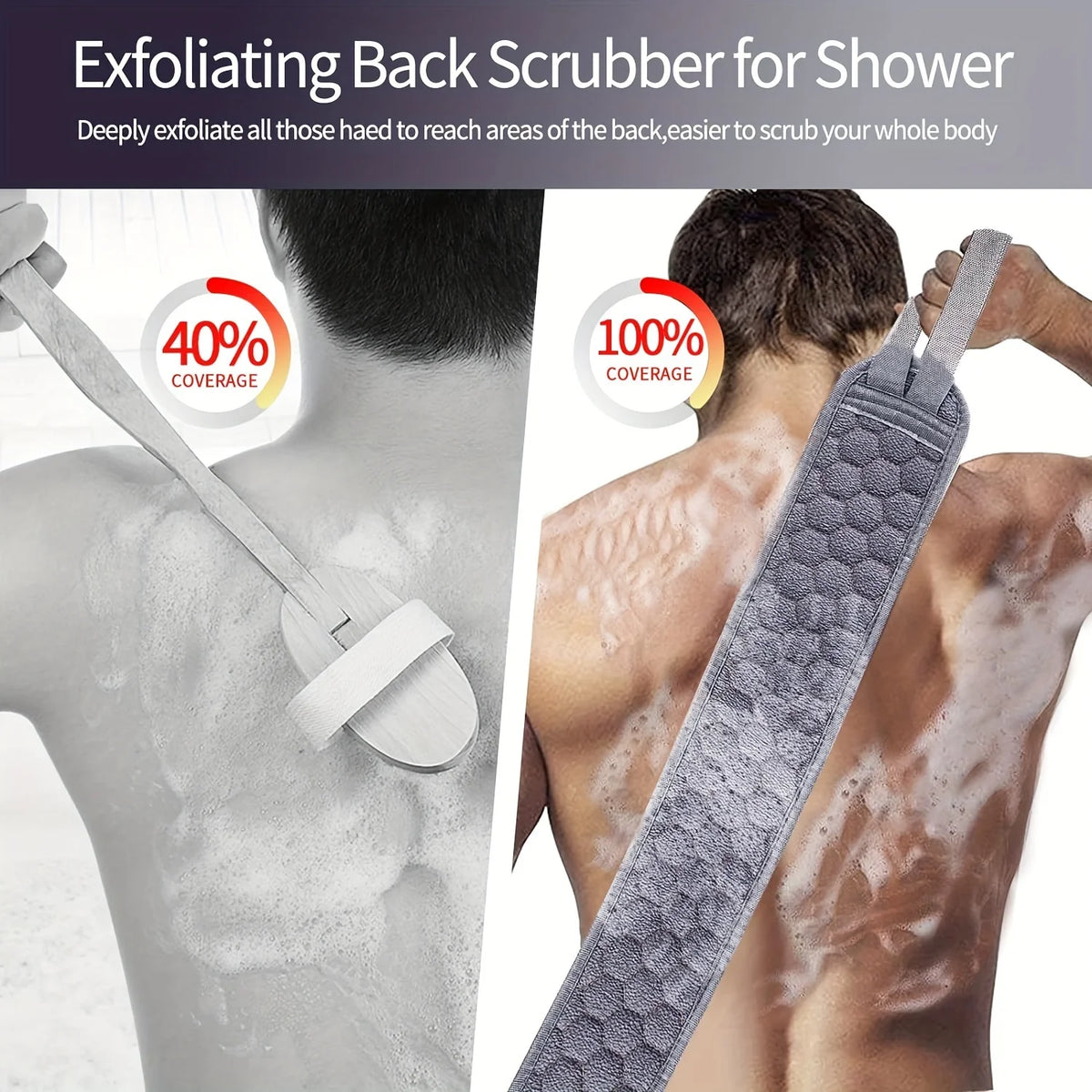 3-Piece Exfoliating Body Scrubber Set — Back Scrubber, Bath Glove & Loofah Sponge