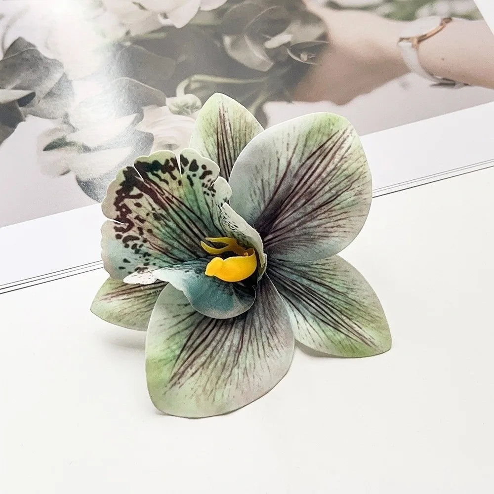 Artificial Magnolia Flower Hair Clip — Hawaiian Boho Style, Plastic Barrette, 12cm, 8 Colors