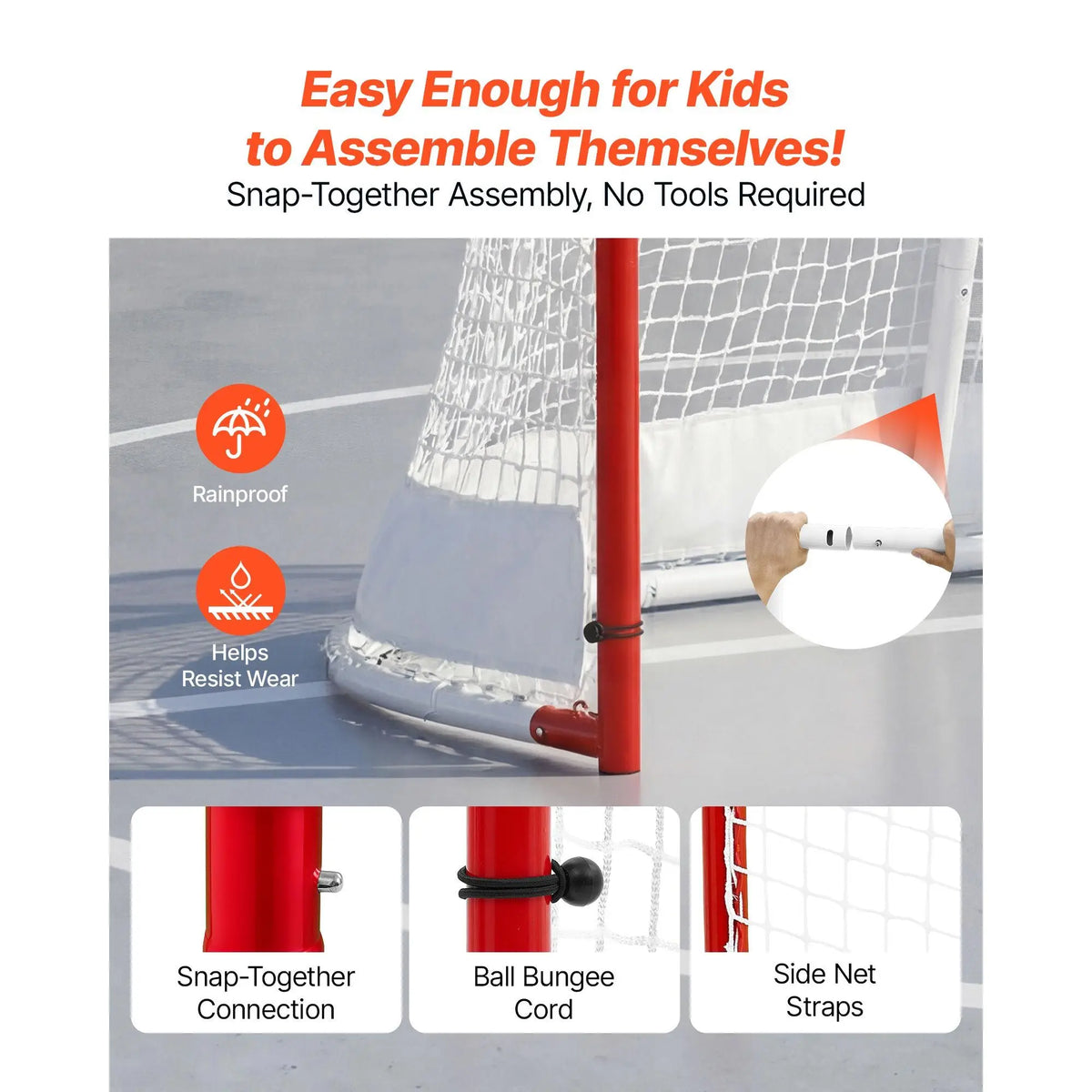 Heavy-Duty Steel Street Hockey Goal — Portable, Reinforced Net, Indoor & Outdoor