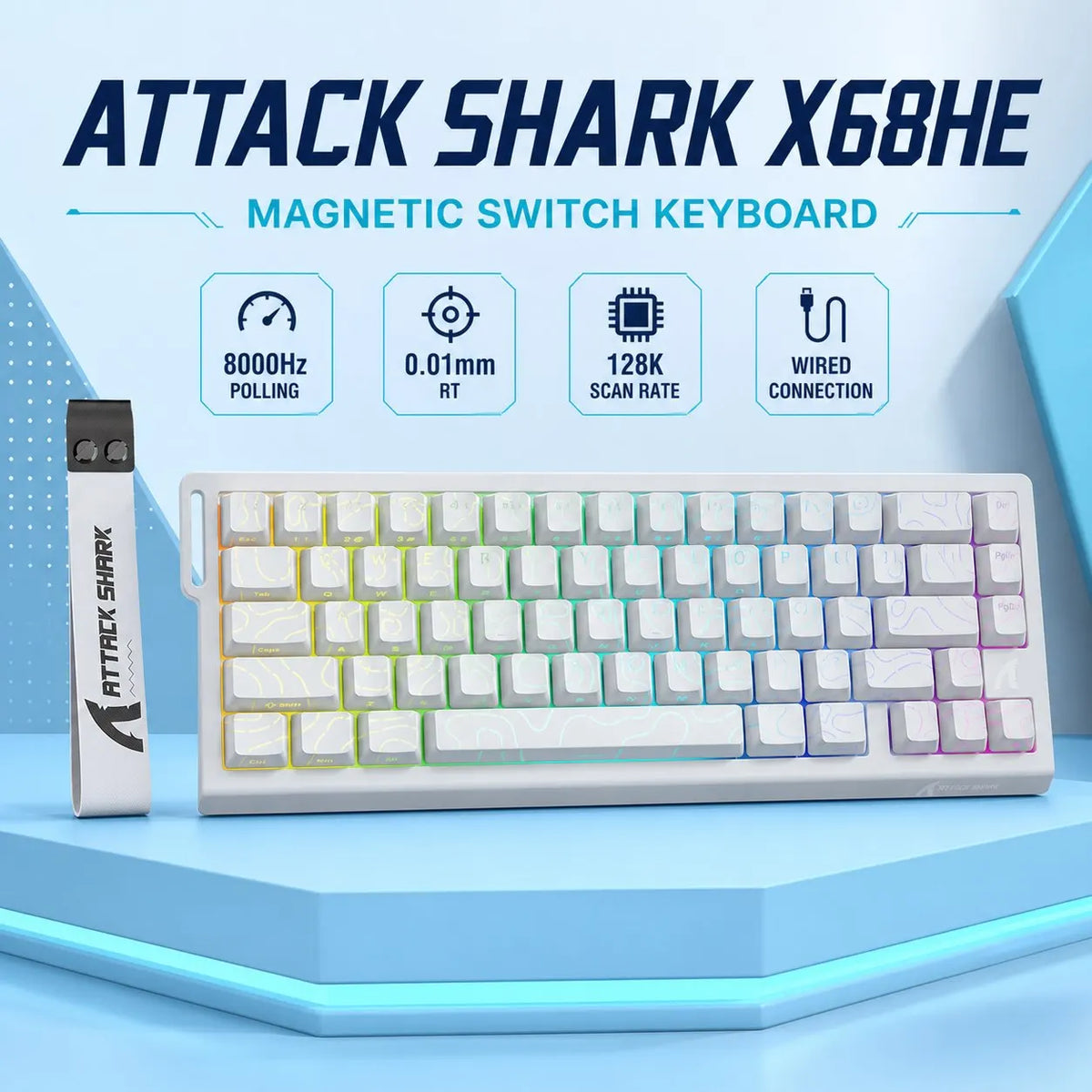 Attack Shark X68HE Magnetic Gaming Keyboard — 8000Hz Polling, 0.01mm Rapid Trigger, PBT Keycaps