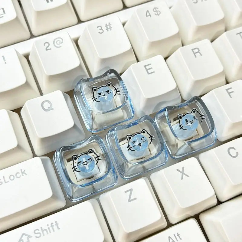 Cute Cat & Kaomoji WASD Keycaps — MAO Profile, MX Switch Compatible, 4-Pack