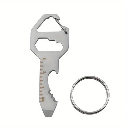 4-in-1 EDC Multi-Tool Keychain Card — Screwdriver, Hex Wrench, Bottle Opener & Ruler, Stainless Steel