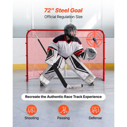 Heavy-Duty Steel Street Hockey Goal — Portable, Reinforced Net, Indoor & Outdoor