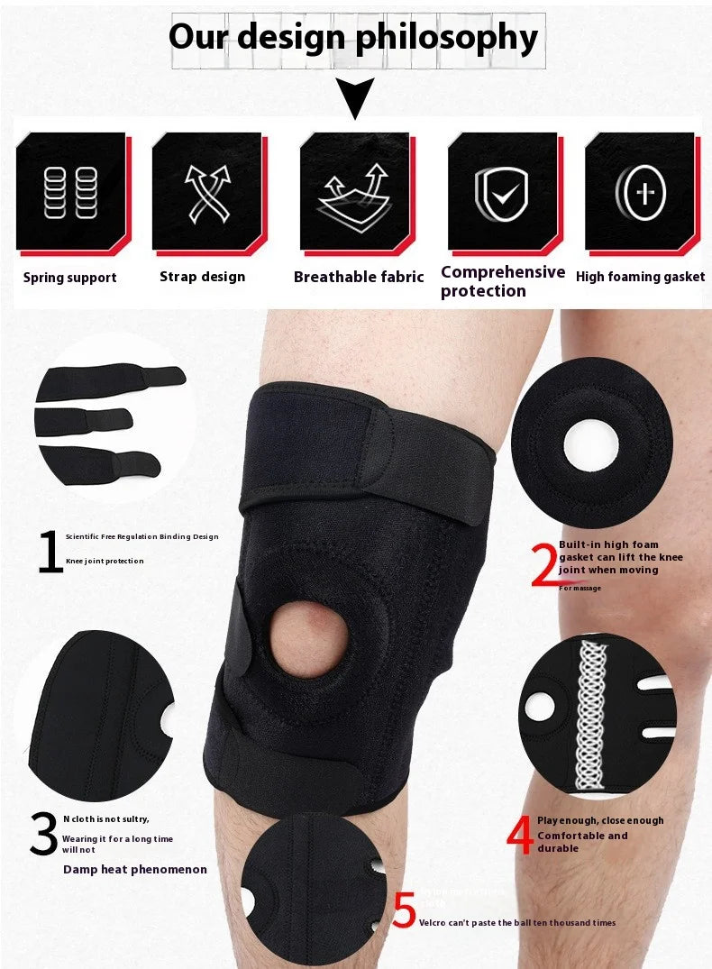 Hard Shell Knee Brace & Support — Spandex + Hard Protective Gear, One Size Fits All, Unisex, Basketball, Running, Squats