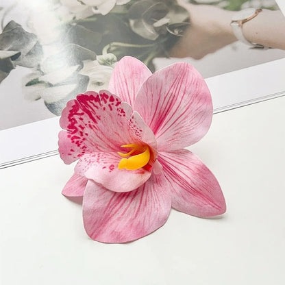 Artificial Magnolia Flower Hair Clip — Hawaiian Boho Style, Plastic Barrette, 12cm, 8 Colors