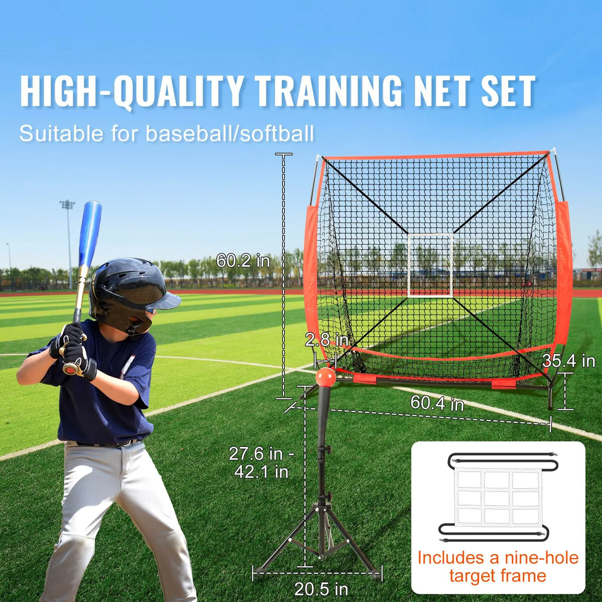 5x5 ft Baseball & Softball Practice Net — Hitting, Batting, Pitching & Catching Training