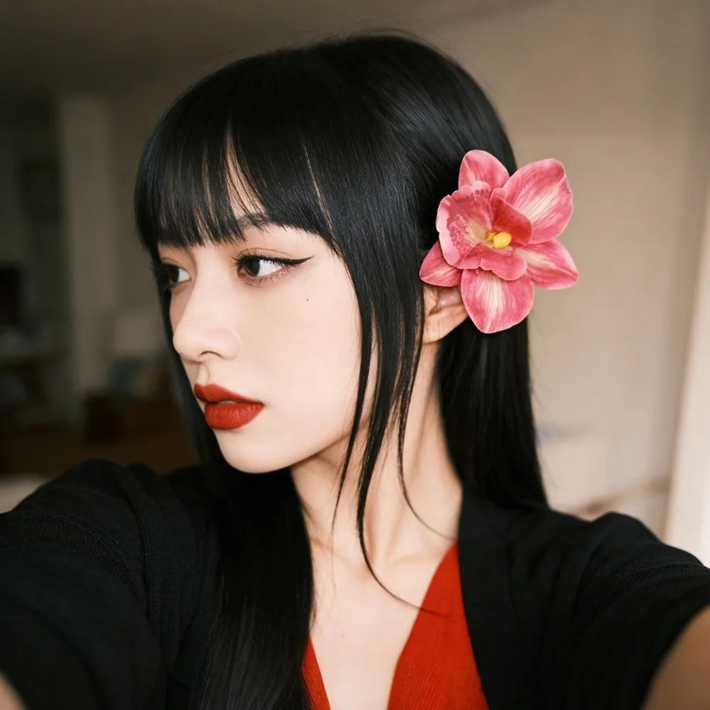 Artificial Magnolia Flower Hair Clip — Hawaiian Boho Style, Plastic Barrette, 12cm, 8 Colors