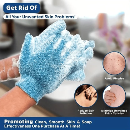 Exfoliating Bath Gloves — Double-Sided, All Skin Types, for Shower, Spa & Body Scrubs | 1, 3, 5 or 10 Pack