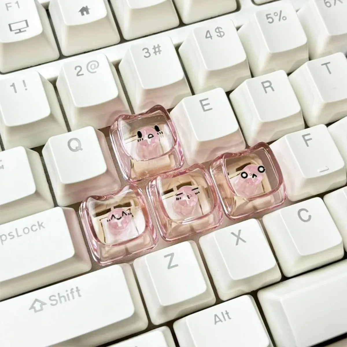 Cute Cat & Kaomoji WASD Keycaps — MAO Profile, MX Switch Compatible, 4-Pack