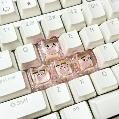 Cute Cat & Kaomoji WASD Keycaps — MAO Profile, MX Switch Compatible, 4-Pack