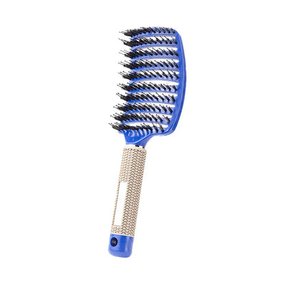 Boar Bristle Scalp Massage Hairbrush — Anti-Static, Detangling, Straight & Curly Hair, 7 Colors