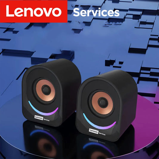 Lenovo Desktop Speakers — 2.0 Stereo, USB-Powered, AUX Input, Wired for PC & Laptop