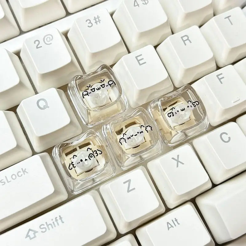 Cute Cat & Kaomoji WASD Keycaps — MAO Profile, MX Switch Compatible, 4-Pack