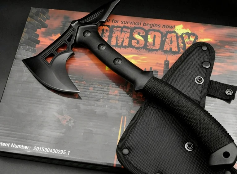 Double-Bit Emergency Hatchet — Titanium Alloy Steel, Insulated Handle, 32cm, 830g, Car & Camp Ready